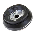 Black finish NRG Innovations short steering wheel hub adapter SRK-120H with 6-bolt mounting pattern.