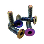 Set of six NRG Innovations SWS-100MC conical head steering wheel screws in a neochrome finish.