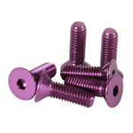 Set of six NRG Innovations purple anodized conical-seat steering wheel mounting screws, part number SWS-100PP.