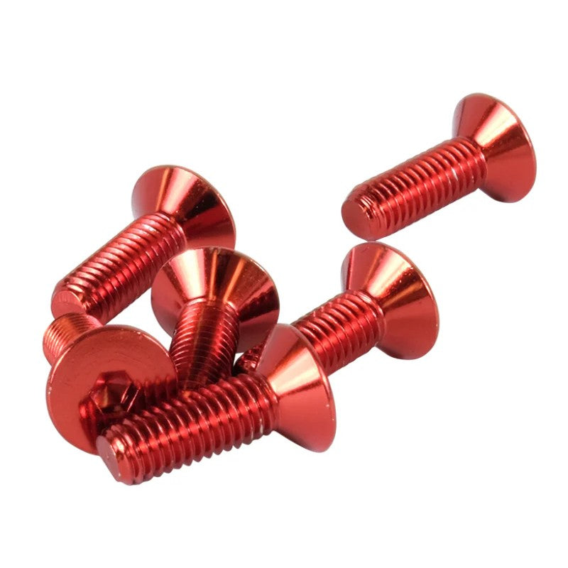 Six red conical head mounting screws for NRG aftermarket steering wheels