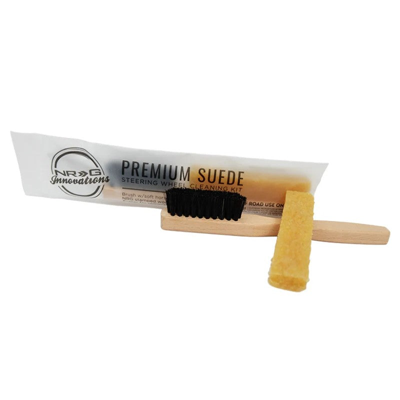 NRG SCK-001 cleaning kit featuring a wood-handled horsehair brush and specialized suede eraser.