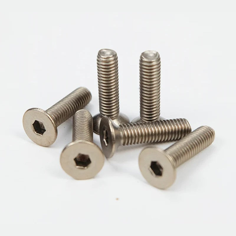 Six NRG titanium silver conical head screws for aftermarket 6-bolt steering wheels