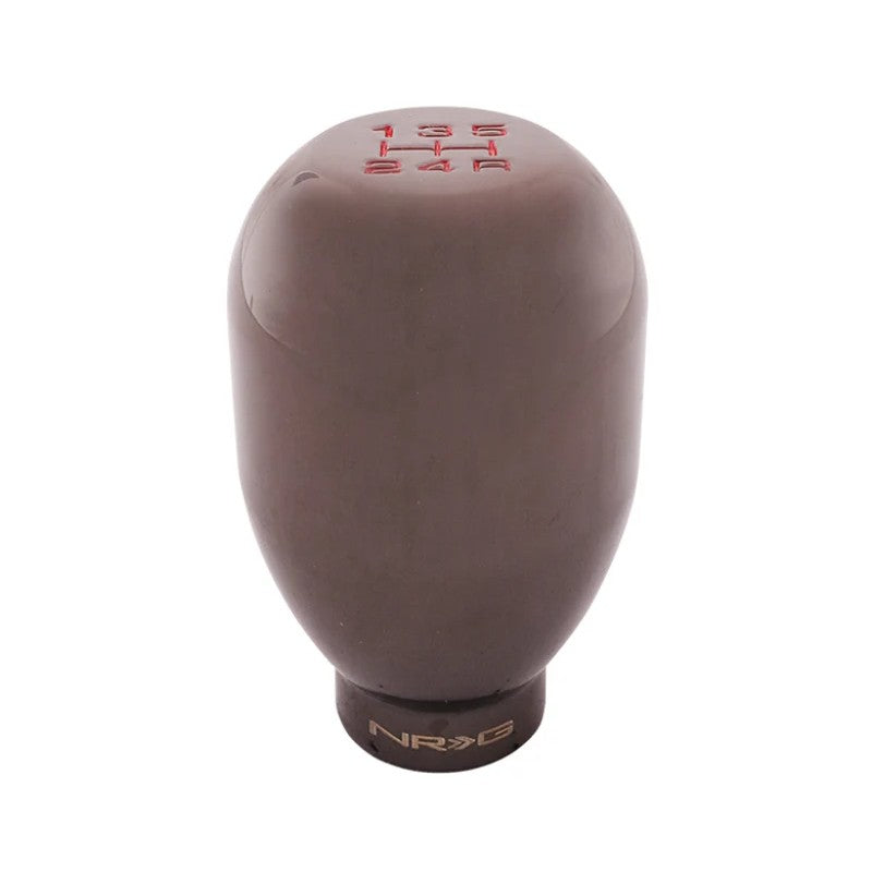 NRG 42mm heavy weight shift knob in black chrome with engraved 5-speed pattern.