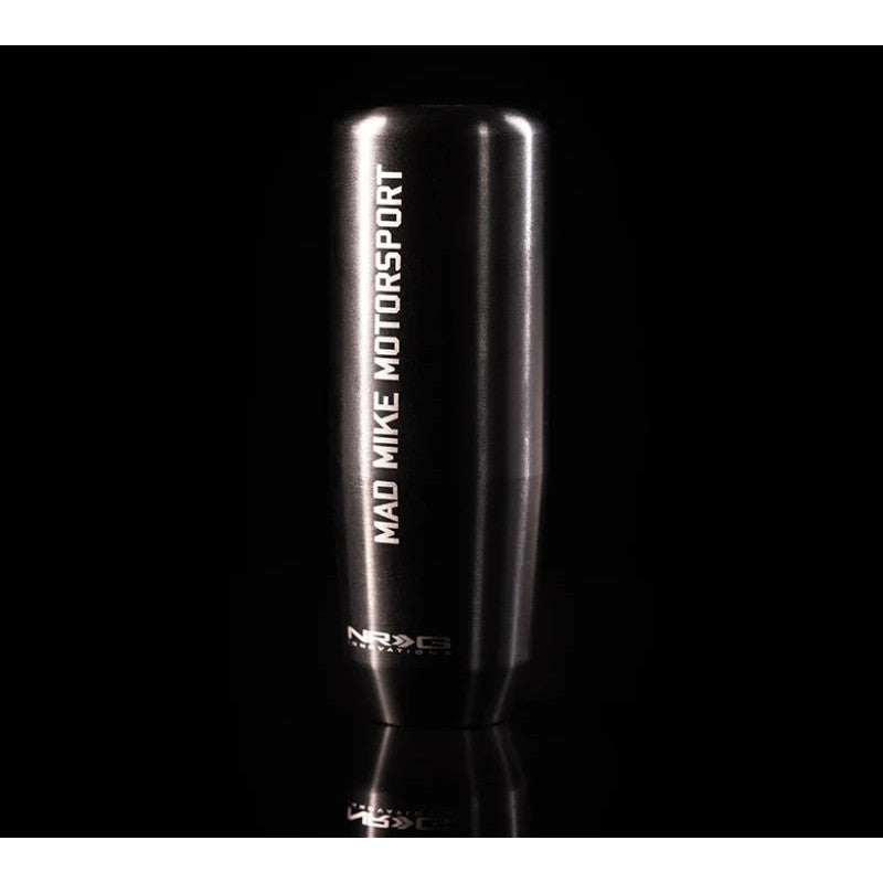 NRG Mad Mike signature series weighted shift knob in a polished black chrome finish.