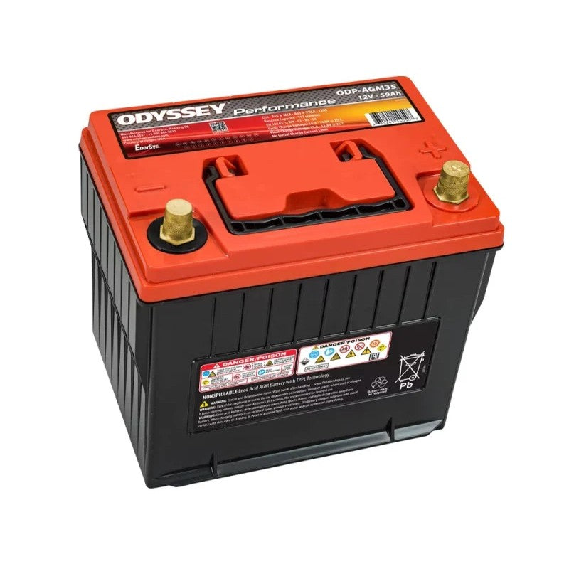 Odyssey Performance Series 35-675 AGM battery featuring Thin Plate Pure Lead construction for increased starting power.