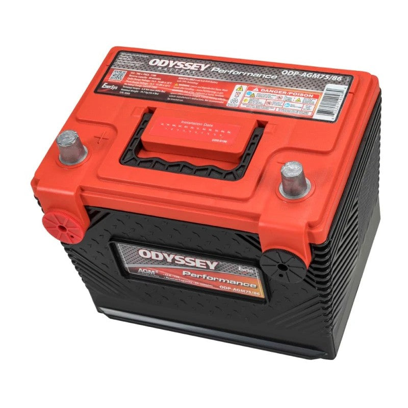 Odyssey Performance Series 75/86-705 TPPL AGM battery showing top and side terminal configuration.