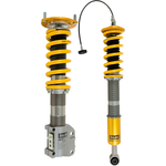 Gold and black Ohlins Road and Track coilovers for 2008-2015 Mitsubishi Lancer Evolution X