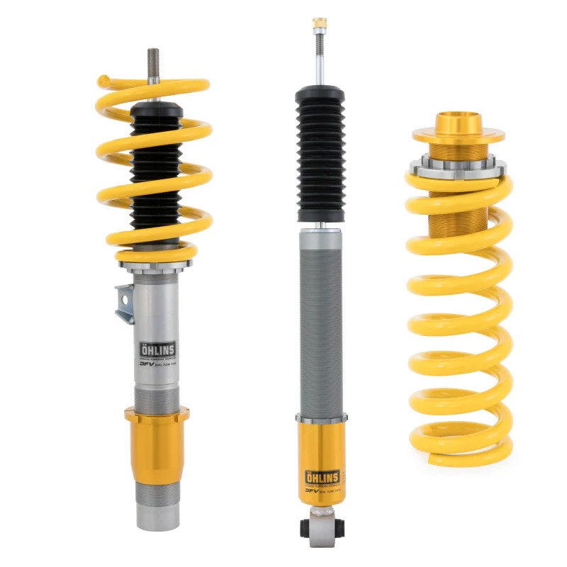 Ohlins Road & Track monotube coilover kit with gold aluminum bodies and yellow springs for 2008-2013 BMW M3.