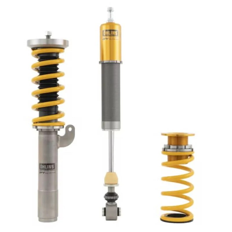 Ohlins Road & Track gold and silver monotube coilover kit with springs for 2015-2024 Mini Cooper.