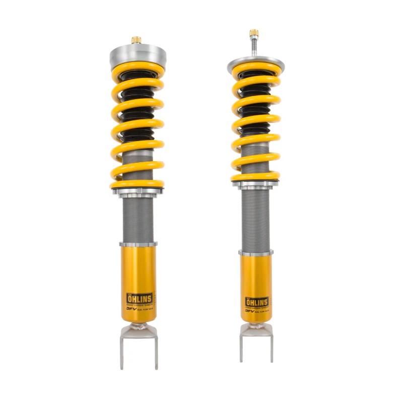 Ohlins Road & Track coilover kit with gold dampers and yellow springs for 2016-2024 Mazda MX-5 Miata ND.