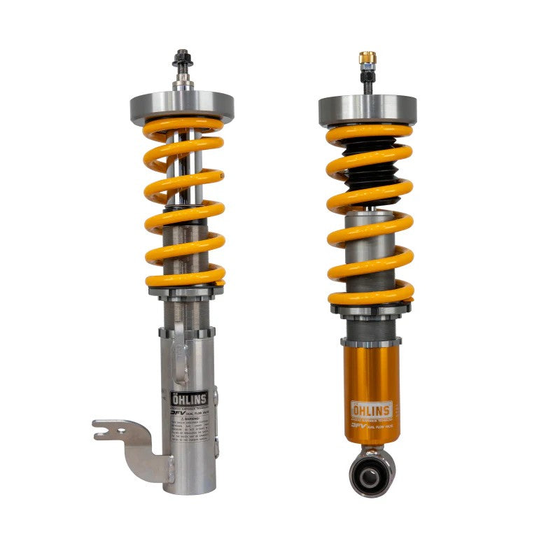 Ohlins Road & Track coilover suspension kit with gold inverted struts and yellow springs for 2022-2025 Subaru WRX VB.