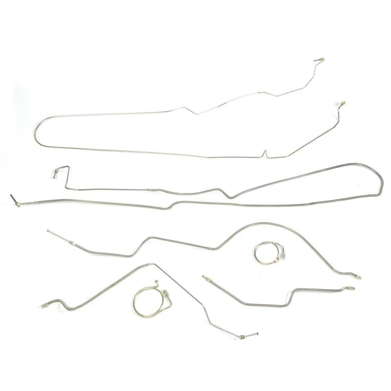 Omix 6-piece pre-bent mild steel rigid brake line kit with threaded fittings for 1993-1995 Jeep Wrangler YJ.