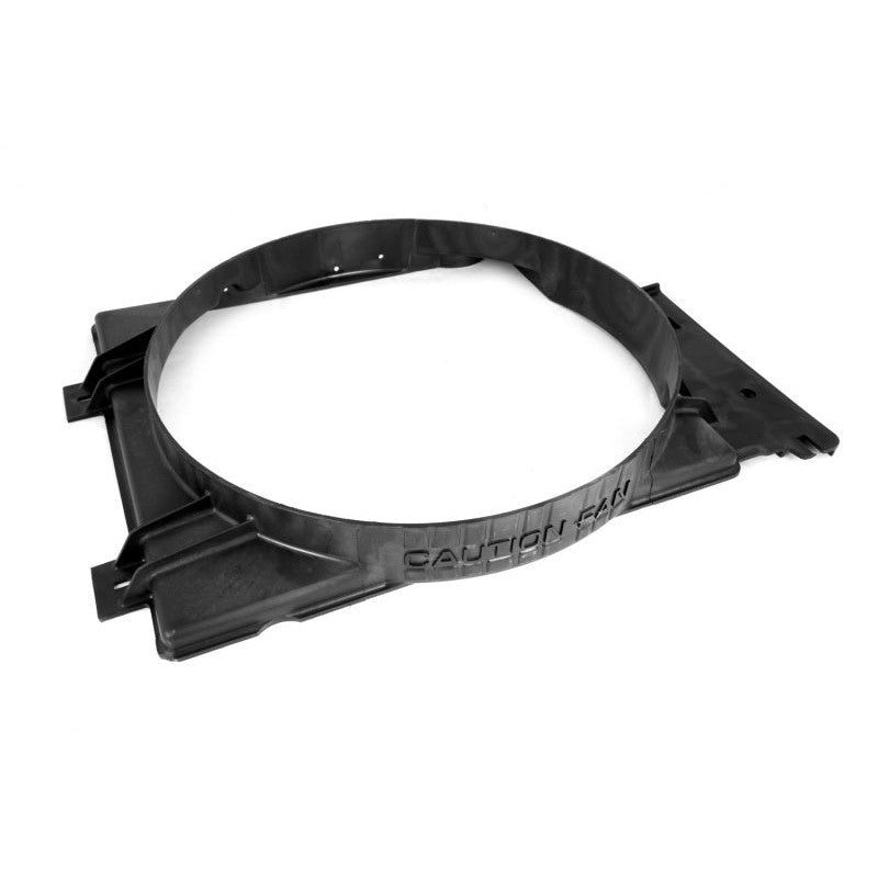 Molded black plastic Omix radiator fan shroud for 1997-2006 Jeep Wrangler TJ with 4.0L engine