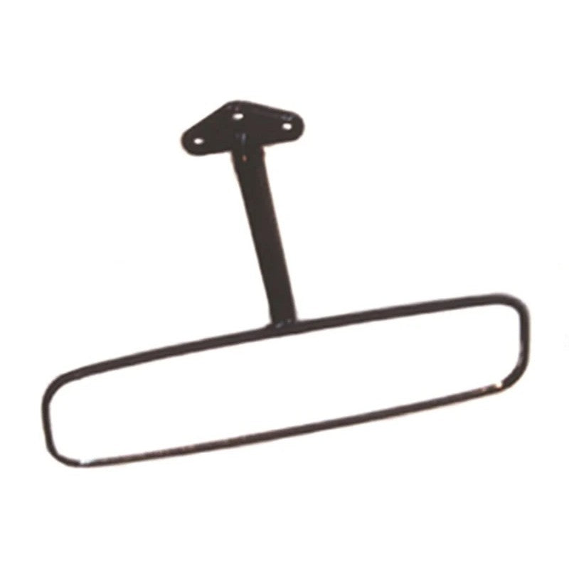 Omix interior rear view mirror with triangular three-hole metal mounting base and plastic housing