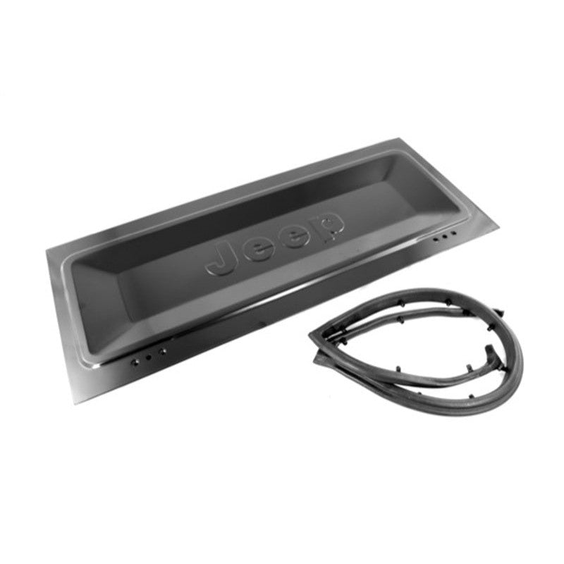 Primered steel replacement tailgate and rubber seal for 1976-1986 Jeep CJ7 and CJ8 Scrambler.