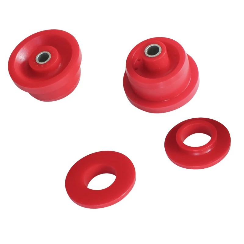 Pedders red polyurethane rear crossmember outer bushings with hardened metal crush tubes for 2004-2006 Pontiac GTO.