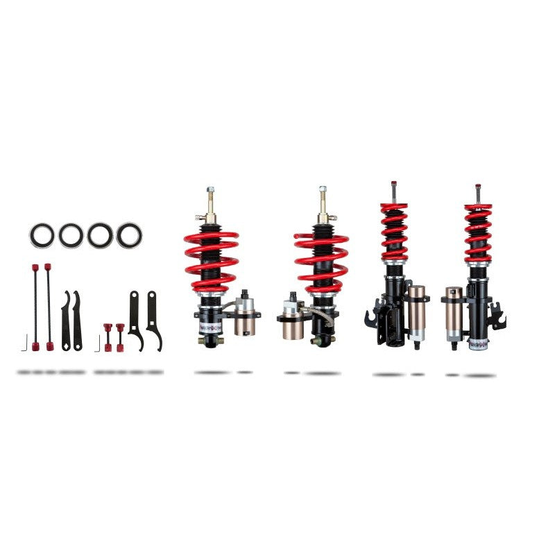 Pedders Extreme Xa coilover kit with remote canisters and red springs for 2010-2015 Chevrolet Camaro.