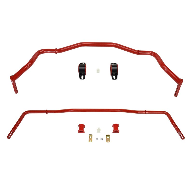 Pedders front and rear sway bar kit for 2015-2022 Ford Mustang S550 featuring heavy-duty bars and bushings.