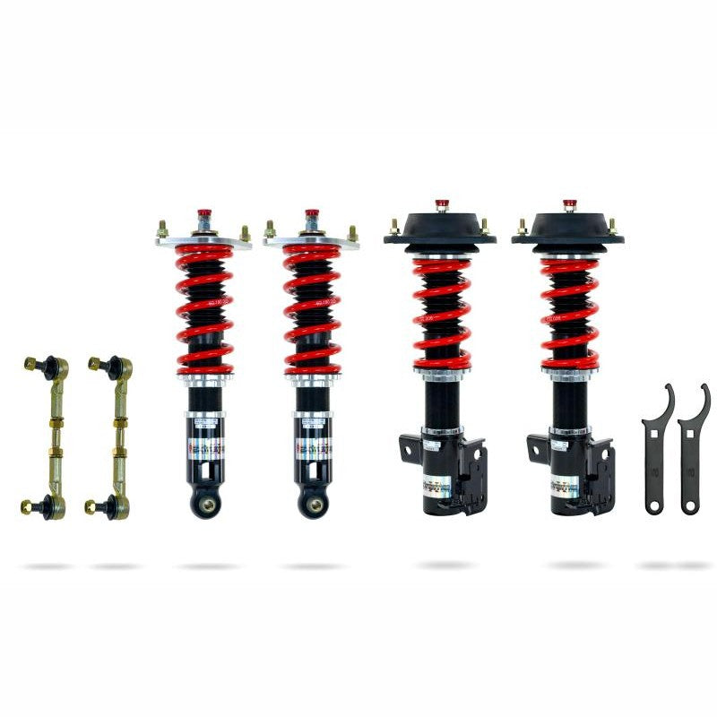 Pedders Extreme Xa adjustable coilovers with red springs and black threaded monotube bodies for Subaru BRZ and Toyota 86
