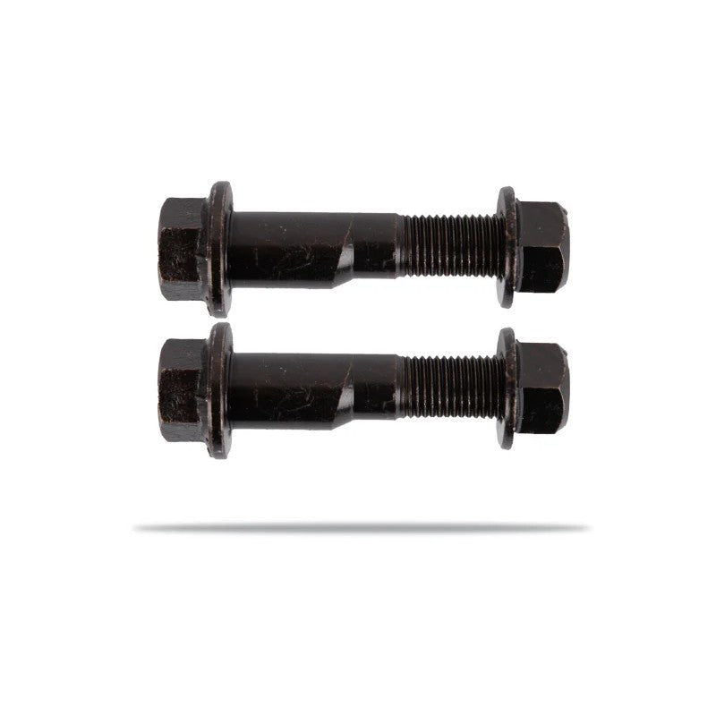 Pedders heavy-duty front camber bolts and hardware for Subaru alignment correction.