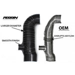 Black PERRIN 3-inch diameter reinforced silicone turbo inlet hose for 2004-2008 Subaru Forester XT.