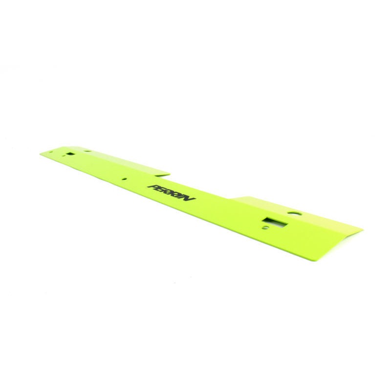 Neon yellow powder-coated PERRIN aluminum radiator shroud for 2002-2007 Subaru WRX and STi.