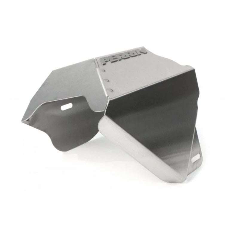 Brushed stainless steel PERRIN turbo heatshield for 2004-2014 Subaru Impreza WRX STI.