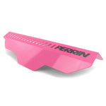 PERRIN Hyper Pink powder-coated aluminum pulley cover for Subaru WRX and STI engines.