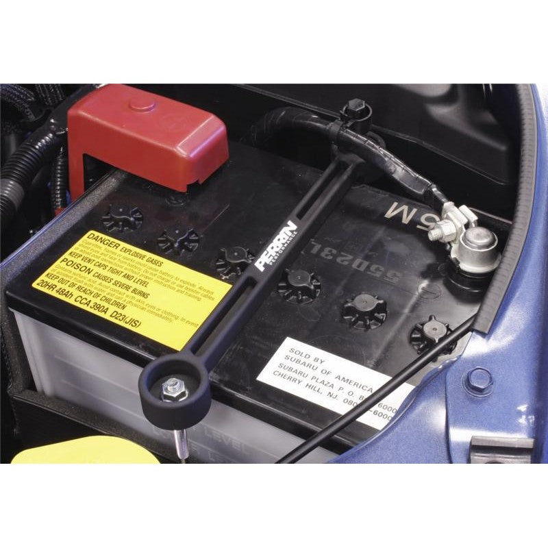 PERRIN black anodized aluminum battery tie down with logo for 2017-2020 Toyota 86