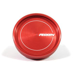 Red PERRIN CNC-machined aluminum oil fill cap for Subaru Impreza engines
