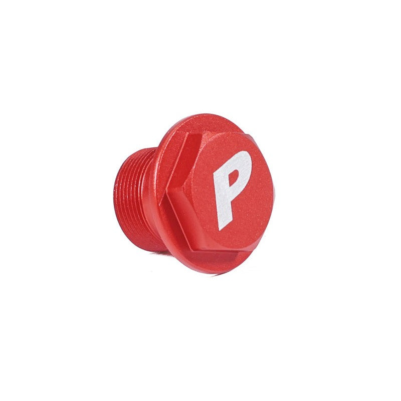Red anodized PERRIN clutch delay valve delete for 2005-2026 Subaru WRX, STI, and Legacy models.