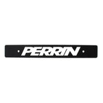 Black PERRIN aluminum license plate delete plate with laser-etched logo and mounting hardware
