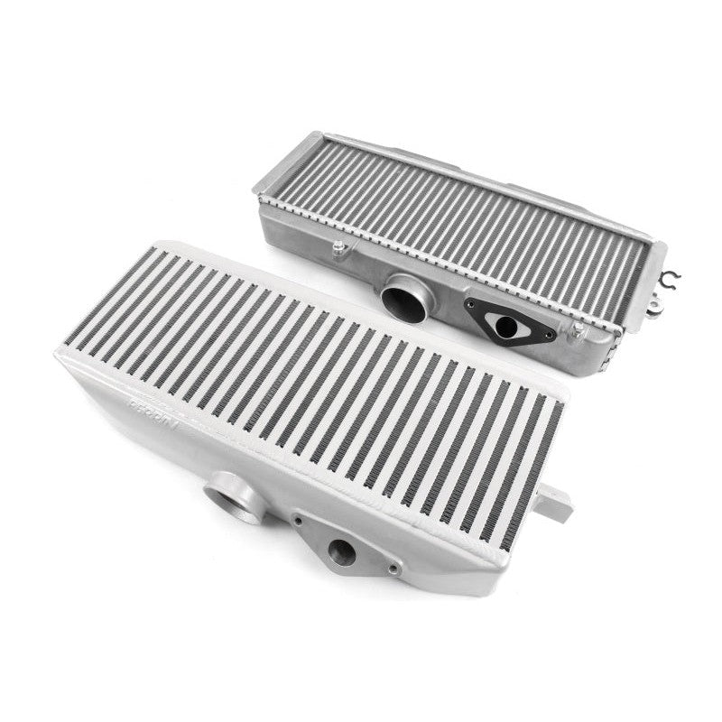 Silver PERRIN Top Mount Intercooler with bar and plate core for 2008-2021 Subaru WRX STI