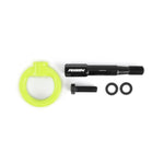 Neon yellow PERRIN front tow hook with black threaded mounting stem for 2012-2017 Subaru models.