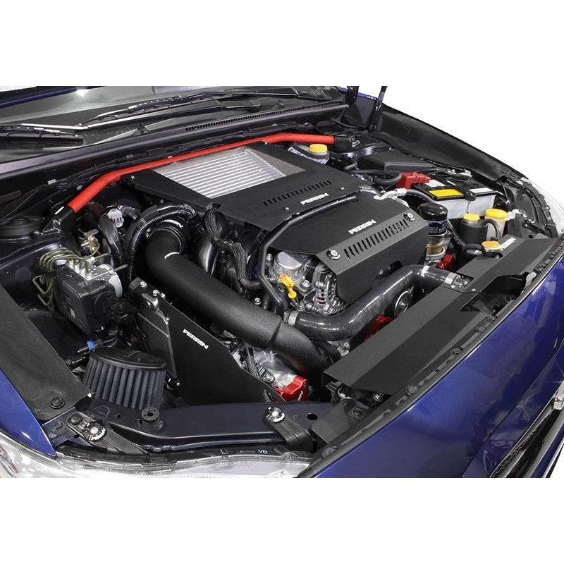 PERRIN black powder-coated aluminum charge pipe for 2015-2017 Subaru WRX.