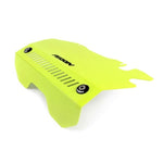 Neon yellow PERRIN intercooler and pulley covers installed on a 2015-2021 Subaru WRX engine.