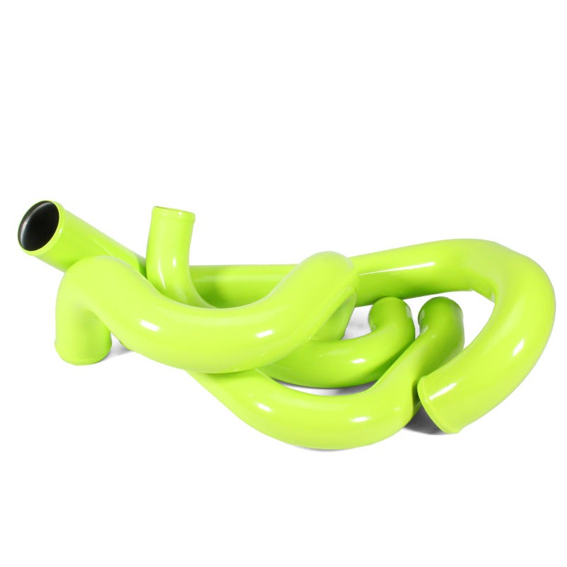 Neon yellow PERRIN front mount intercooler boost tube kit for 2015-2021 Subaru WRX.