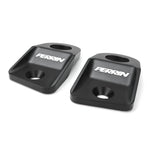 A pair of PERRIN black finished upper radiator brackets for Subaru WRX, STI, Crosstrek, and Impreza.