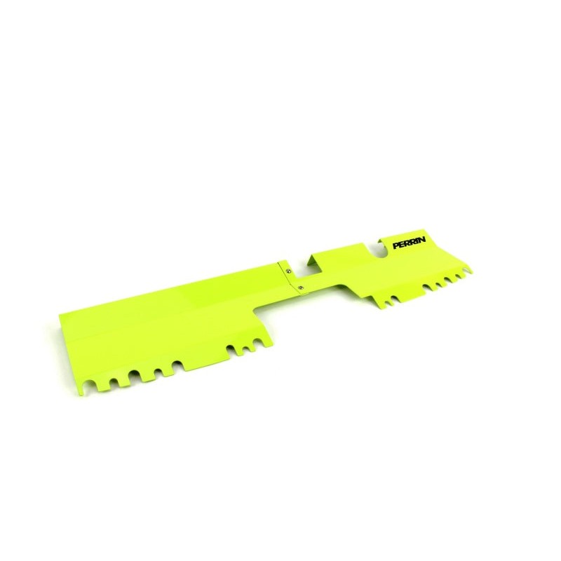 Neon yellow powder-coated aluminum PERRIN radiator shroud for 2015-2021 Subaru WRX and STI