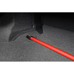 Red powder-coated PERRIN rear shock tower brace for 2015-2021 Subaru WRX and WRX STI.