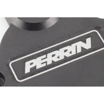 Black PERRIN cam solenoid cover for Subaru WRX, Forester, and XT models