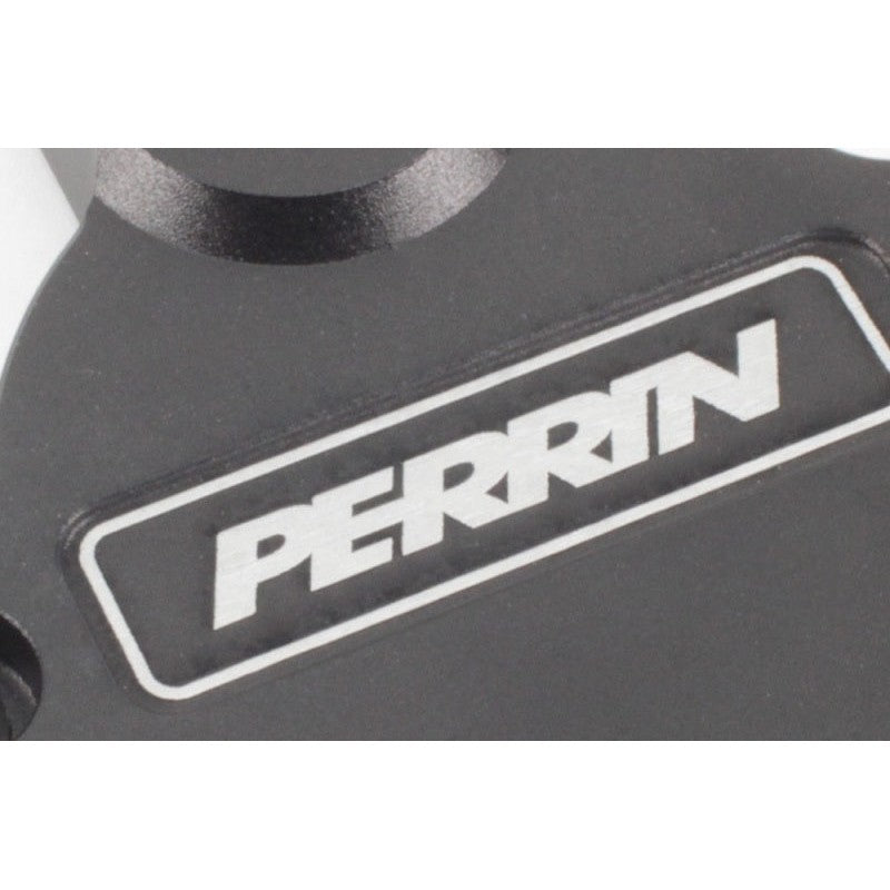 Black PERRIN cam solenoid cover for Subaru WRX, Forester, and XT models