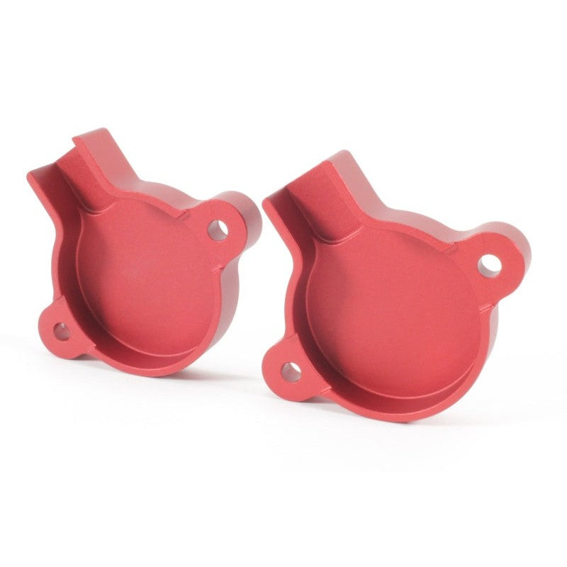 Red PERRIN cam solenoid cover for Subaru WRX, Forester, and Outback engines