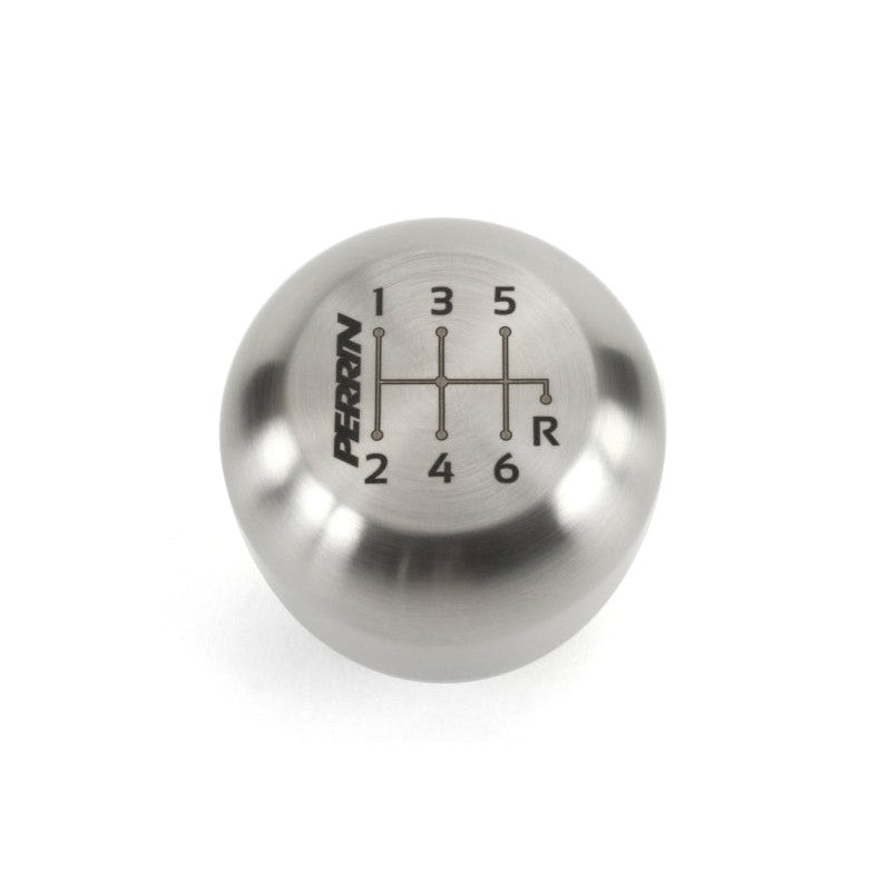 Brushed stainless steel PERRIN large shift knob for 6-speed 2017-2021 Honda Civic manual transmissions.