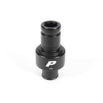 Black PERRIN Turbo Sump Restrictor for 2017-2026 Subaru WRX and Ascent turbochargers.