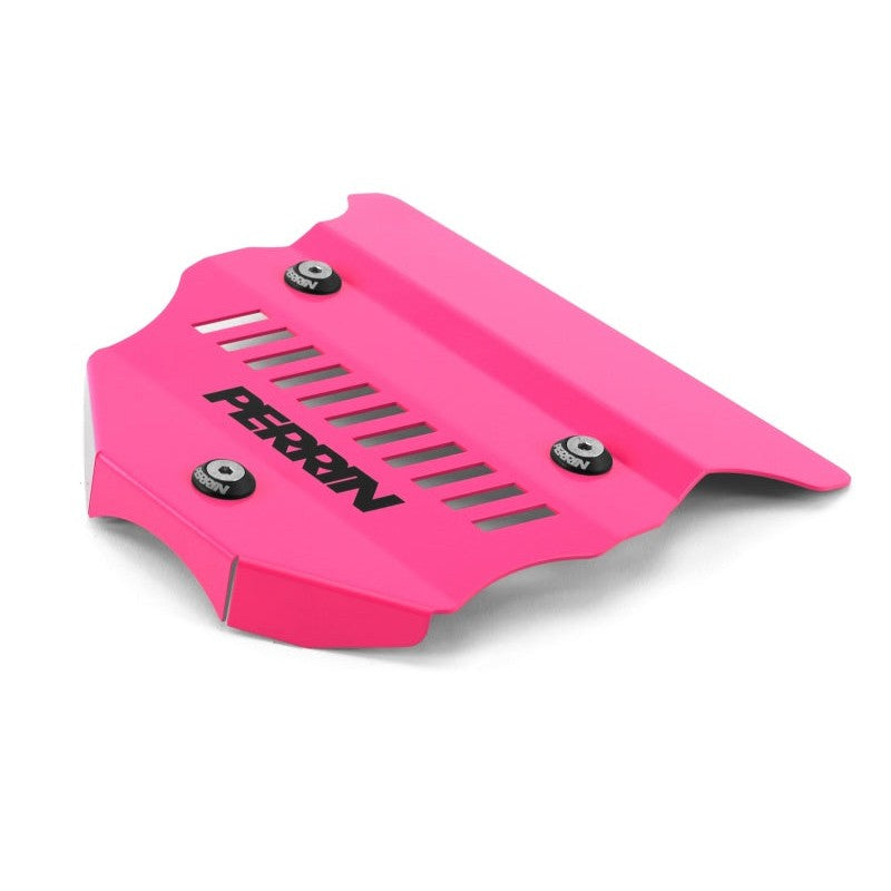 PERRIN Hyper Pink powder-coated engine cover for 2022-2026 Subaru BRZ and Toyota GR86.