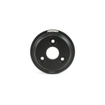 PERRIN black lightweight water pump pulley with precision-machined cutouts for Subaru engines.