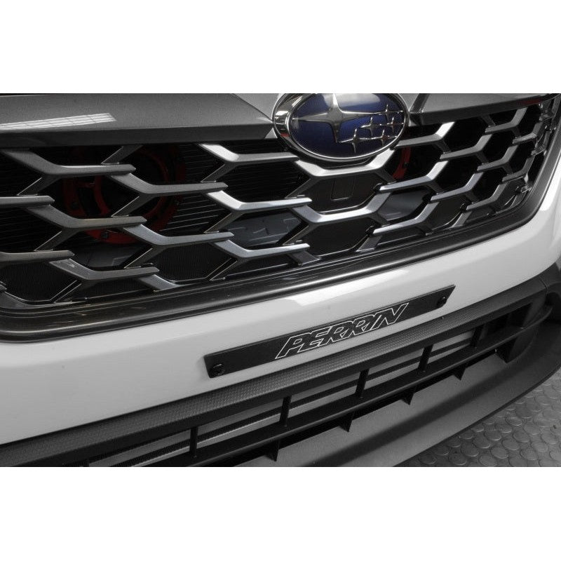 Black PERRIN front license plate delete trim piece for 2022-2026 Subaru WRX