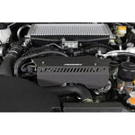 Black PERRIN Tall Pulley Cover installed on a 2022-2026 Subaru WRX engine