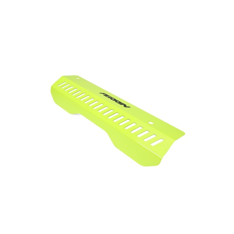 Neon yellow PERRIN short aluminum pulley cover for 2022-2026 Subaru WRX engine bay